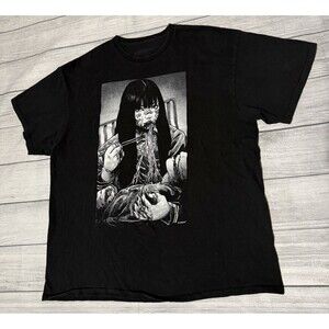 Mako Black Anime Graphic Horror Spencer’s Manga Short Sleeve Shirt XL Defect